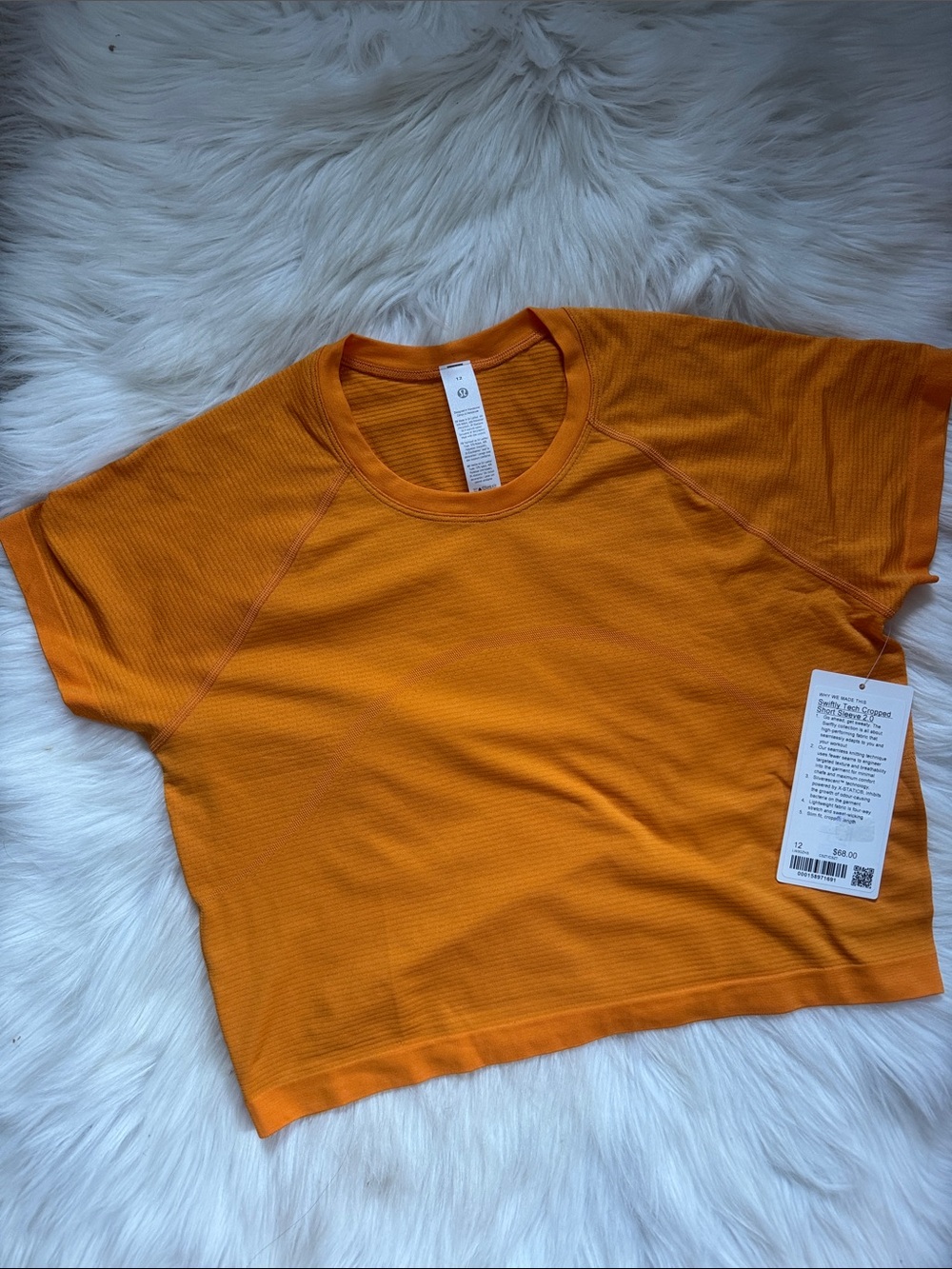 Lululemon Swiftly Tech Cropped 2.0 Short-Sleeve Shirt Tee Citrus Sizzle Size 12